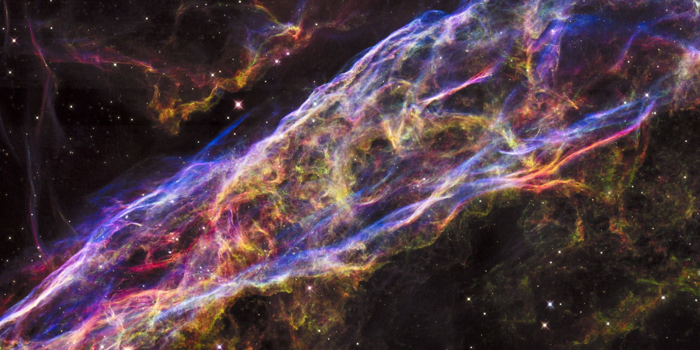 The Veil Nebula is a cloud of heated and ionized gas and dust in the constellation Cygnus.